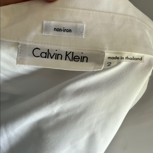 Calvin Klein White Fitted Button Down Shirt with Notched Collar - Picture 6 of 7